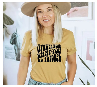 Grow Through What You Go Through T-Shirt, Inspirierendes Shirt, Selbstwachstums-Top, Freundlichkeits-T-Shirt, Motivations-Shirts, Positivitäts-T-Shirt, Florales Top