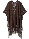 Warp Knitted Solid Color Tassel Thin Hollow Shawl