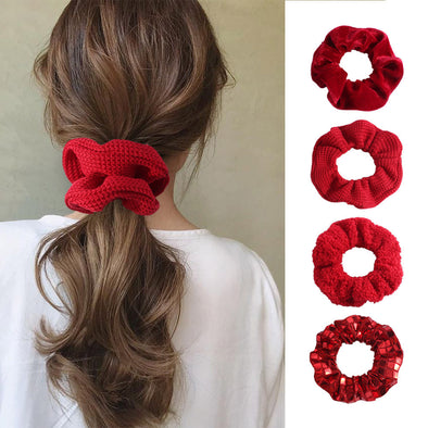 Women Hair Scrunchies Vintage Velvet Solid Color Hair Band For Girls Ponytail Holder Rubber Bands Hair Ties Accessories