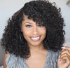 Glueless Curly Full Machine Made Scalp Top Wig With Bangs 180 Density Remy