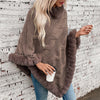 Collar Thick Cable-knit Pullover Sweater Cloak