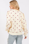 SAGE FIG Heart Printed Contrast Long Sleeve Sweatshirt