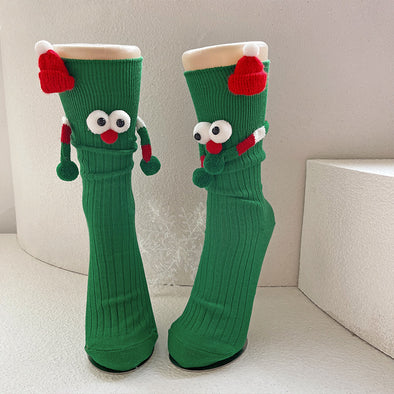 Süße Cartoon-Weihnachtssocken aus fester Baumwolle mit Mittelrohrsocken für Erwachsene und Kinder