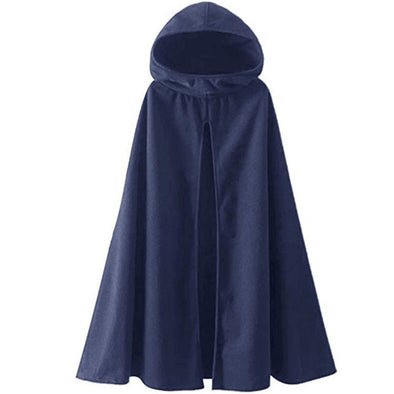 New Solid Color Mid-length Hooded Cape And Shawl Women