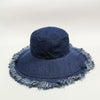 Women's Spring And Summer Retro Big Brim Solid Color Denim Hat