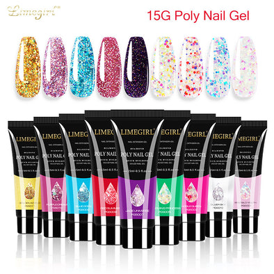 12 farbe Nail art Glitter Pulver Verlängerung Gel Nail art Pailletten Verlängerung Gel Schmerzlos