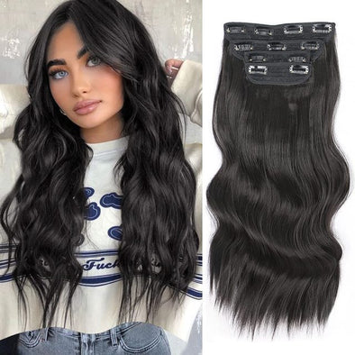 Women's Long Wig Water Ripple Hair Extension Piece 4-piece Set