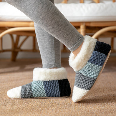 Farblich passende gestrickte Plüsch-Bodensocken für Damen, warme, rutschfeste Teppichsocken für den Innenbereich, Wintermode