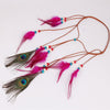 Peacock feather leather rope pendant hair ornament