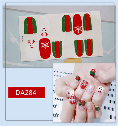 Full Nail Polish Film Net Red Stickers Christmas