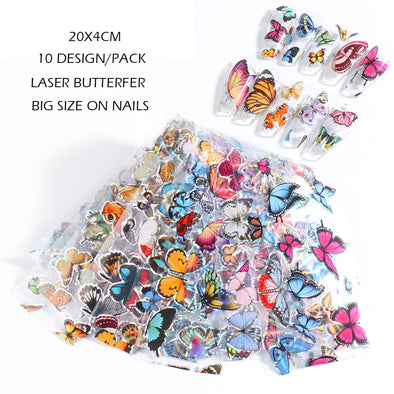 Nail Art 10 Color Laser Butterfly Nail Star Transfer Stickers