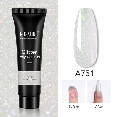 Glitter Poly Nail Gel Extension 15ml Гель-лак Все для манікюру Poly Builder Gel Semi Permanent Soak Off Nail Art