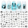 Black and White Flower Geometric Nail Sticker