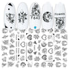 Black and White Flower Geometric Nail Sticker