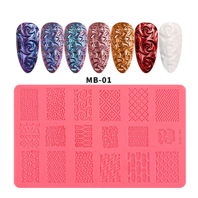 Nailart Silikon Druckschablone Kunststoffschablone 3D Relief