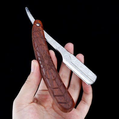 Damascus Spider Wood Grain Stainless Steel Folding Razor