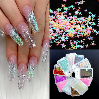 Nailart-Zubehör Vierzackiger Stern Symphonie Laser Pailletten