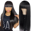 Qi Liuhai Black Long Straight Hair High Temperature Wire Full Wig