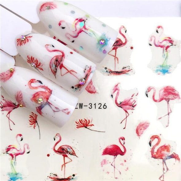 32 Designs Flamingo Fruit Flower Series Nail Water Decals D