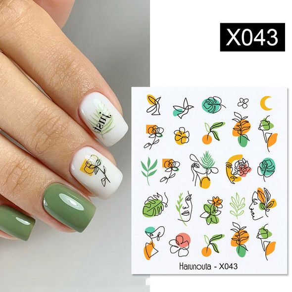 Nagelaufkleber mit Obst, Tier, Schmetterling und Blume