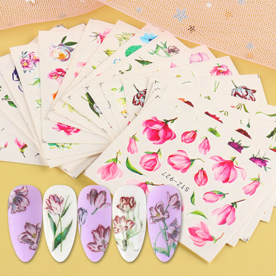 Nail Art Sticker Ins Retro Nail Watermark Applique Warm Colour Rose Vine