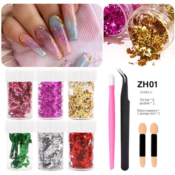 European And American Thin Color Double-Sided Foil Paper Nail Color Foil Fragment Tool Set