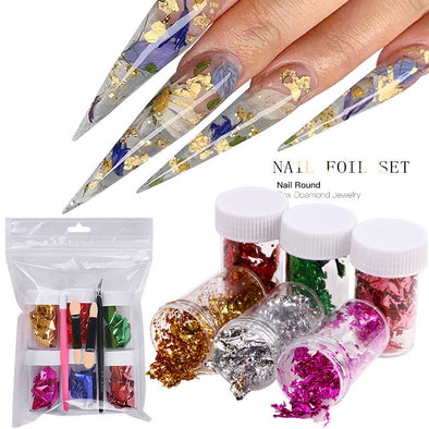 European And American Thin Color Double-Sided Foil Paper Nail Color Foil Fragment Tool Set