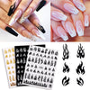 Hot Nail Art Net Rot Schwarz Und Weiß Gold Und Silber Flamme Klebstoff 3D Nagel Applique