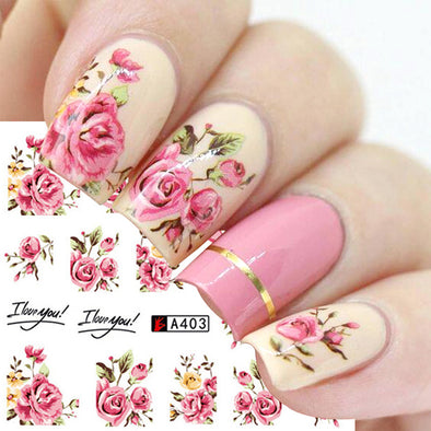 Nail art Rose Nagel Aufkleber Bowknot Spitze Rote Blume Nagel Applique Umweltfreundliche Nagel