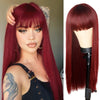 Net Celebrity Female Long Hair Air Bangs Black Long Straight Natural European And American Medium Long Hair Wig Head