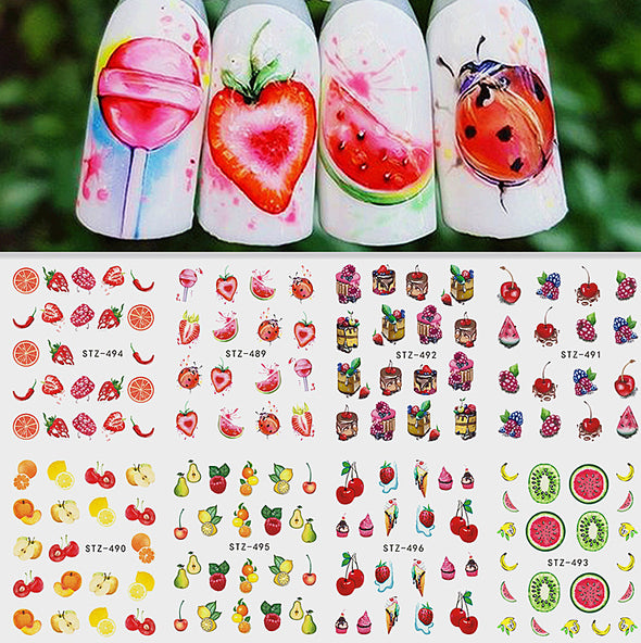 Erdbeere Sommer Obst Trinken Aufkleber Für Nägel Maniküre Nail art Design Wasser Transfer Wasserzeichen Schönheit Decals TRSTZ