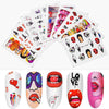 Nail Art Wassertransfer Aufkleber Set Cool 9 Styles Amerikanische Kunst Blume Sexy Lippen