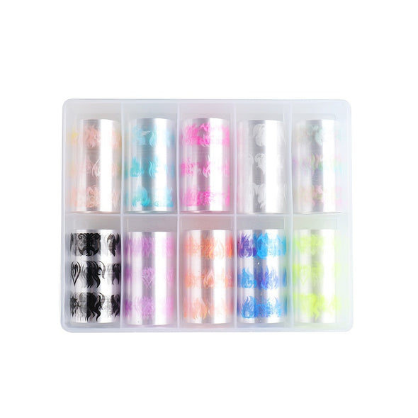 Neue Nail Art Flamme Stern Aufkleber Ins Farbe Fluoreszierende Flamme Boxed Transfer Aufkleber Set