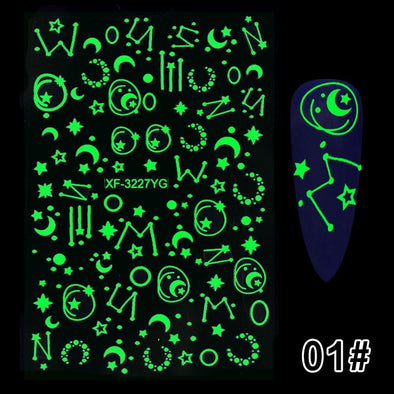 Halloween Party Luminous Adhesive Nail Stickers