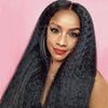 Mid-Section Black Fluffy Long Straight Hair