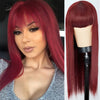 Orange Wig Female Long Straight Hair Dyed Long Hair Synthetic Headgear