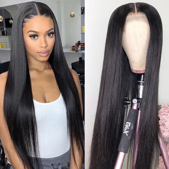 Female Black Front Lace Mid-Length Straight Hair