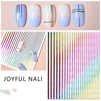 Rainbow Strip Hyuna Same Nail Stickers Nail Stickers Fried Egg Strawberry Flower Nail Decals