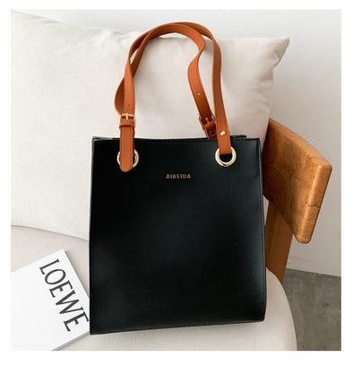 The New Korean Style Trendy Simple Shopping Bag Tote Handbags Casual Shoulder Bag Large-capacity Portable Soft Leather Bag