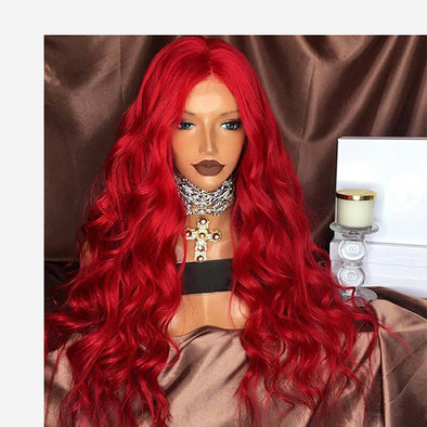 Chemical Fiber Front Lace Wig Headgear Red Wig Female Long Curly Hair