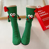 Cute Cartoon Christmas Socks Solid Cotton Middle-tube Socks For Adults And Children