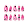 Wear Nail Sweet Cool Ice Transparent Purple Fake Nails Black