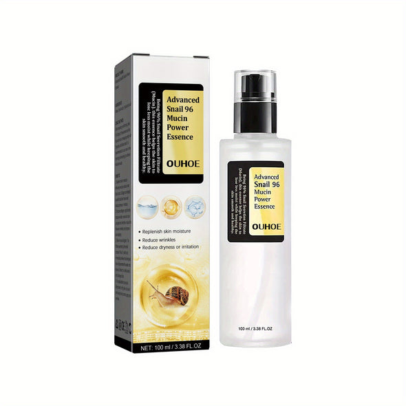 Snail Mucin Power Essence Feuchtigkeitscreme, 100 ml Snail Mucin Essence reparierende Hyaluronsäure-Essenz, feuchtigkeitsspendendes Serum für das Gesicht mit Schneckensekretfiltrat für dunkle Flecken und feine Linien