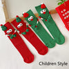 Cute Cartoon Christmas Socks Solid Cotton Middle-tube Socks For Adults And Children