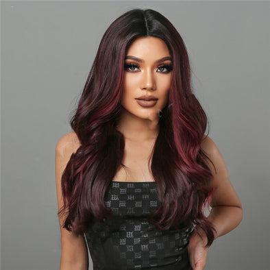 Middle Long Curly Hair With Reddish Brown High Temperature Silk Wig