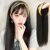 Wig Women's Long Hair Lazy Headband Black Long Straight Hair Half Headgear Style