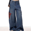 Damen Jeans mit weitem Bein und Patchwork-Muster