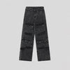 Distressed Heavy Washed Multi-pocket Jeans