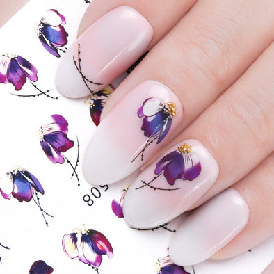 1 stücke Nagel Aufkleber Schmetterling Blume Wasser Transfer Aufkleber Sliders für Nail art Dekoration Tattoo Maniküre Wraps Werkzeuge Spitze JISTZ508