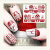 Red snowflake deer snowman nail sticker